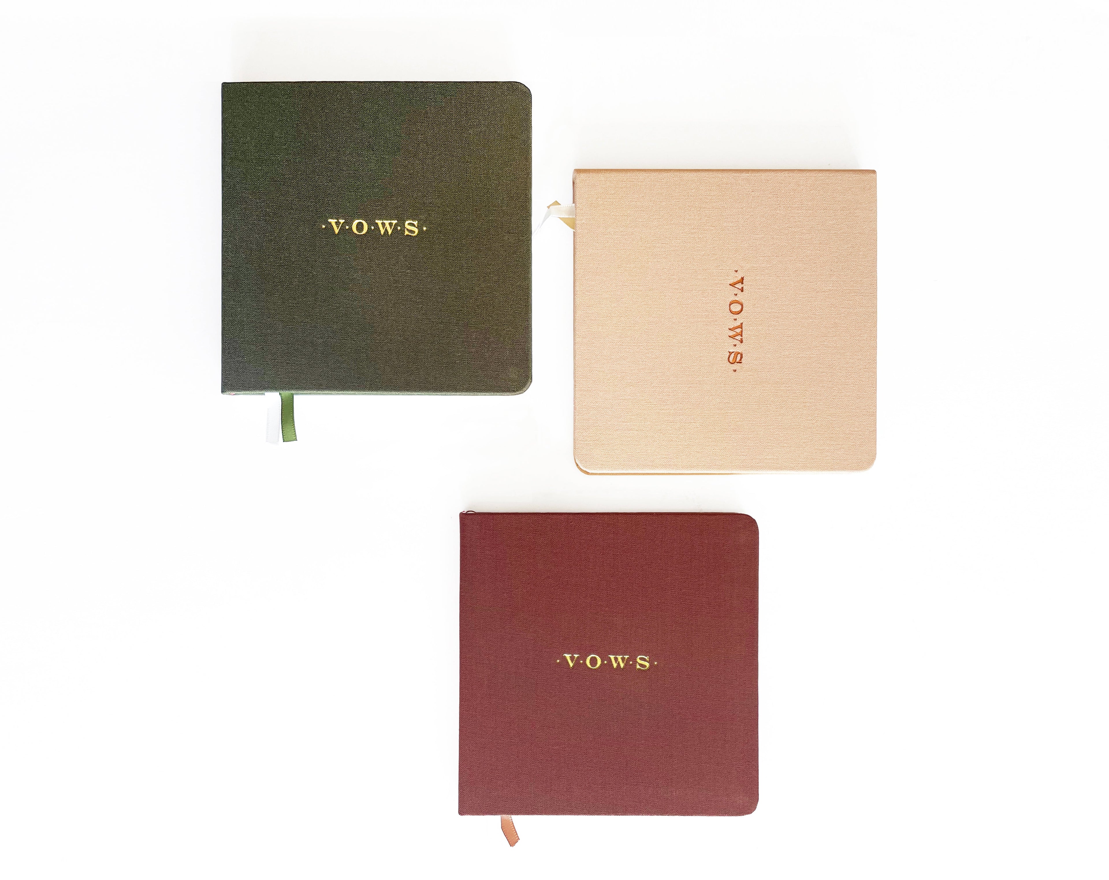 Wedding Vows Foil Embossed Square Linen Notebook | Earth Tones