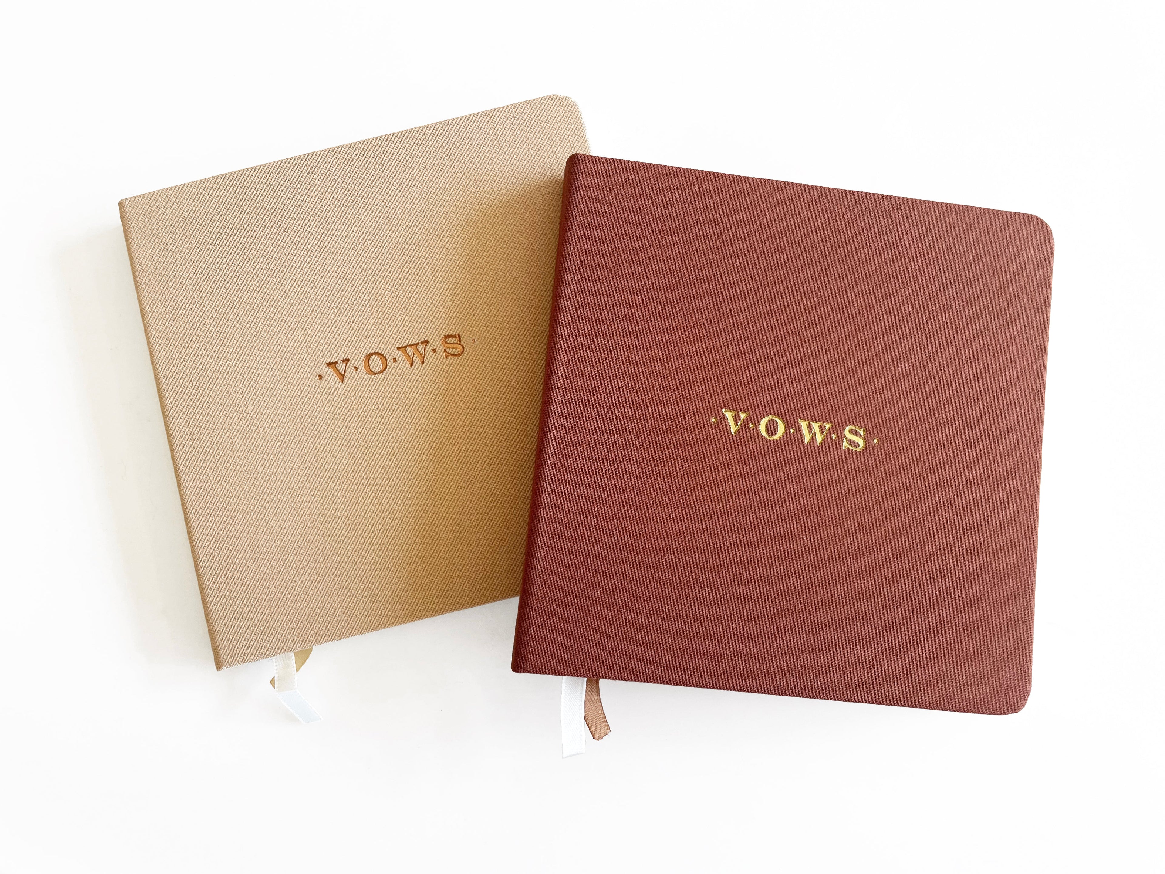 Wedding Vows Foil Embossed Square Linen Notebook | Earth Tones