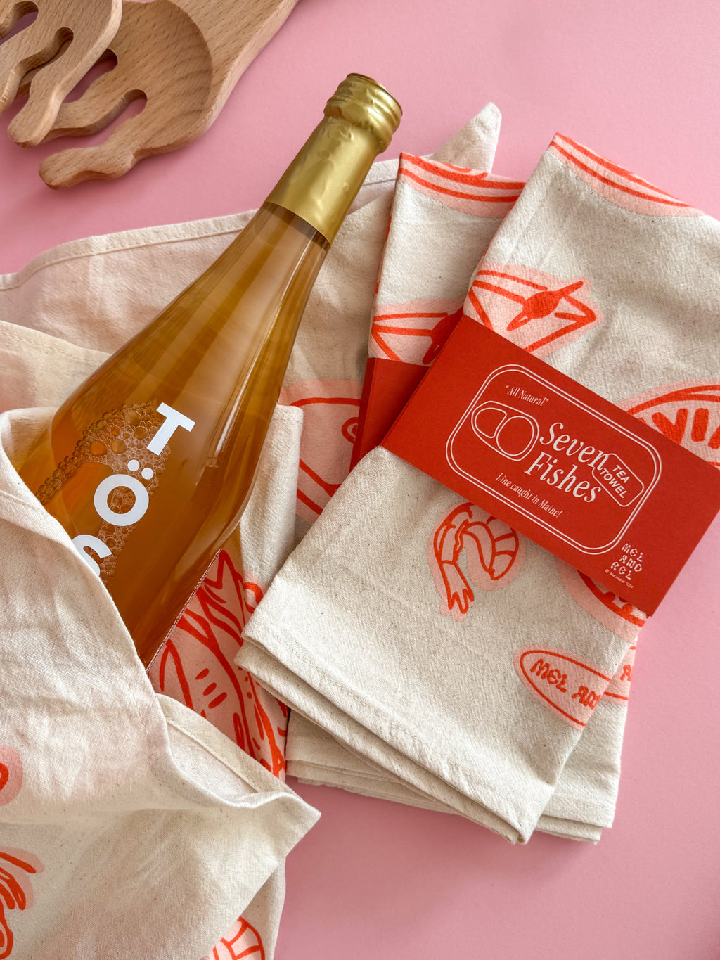 Seven Fishes Tea Towel - Gumdrop