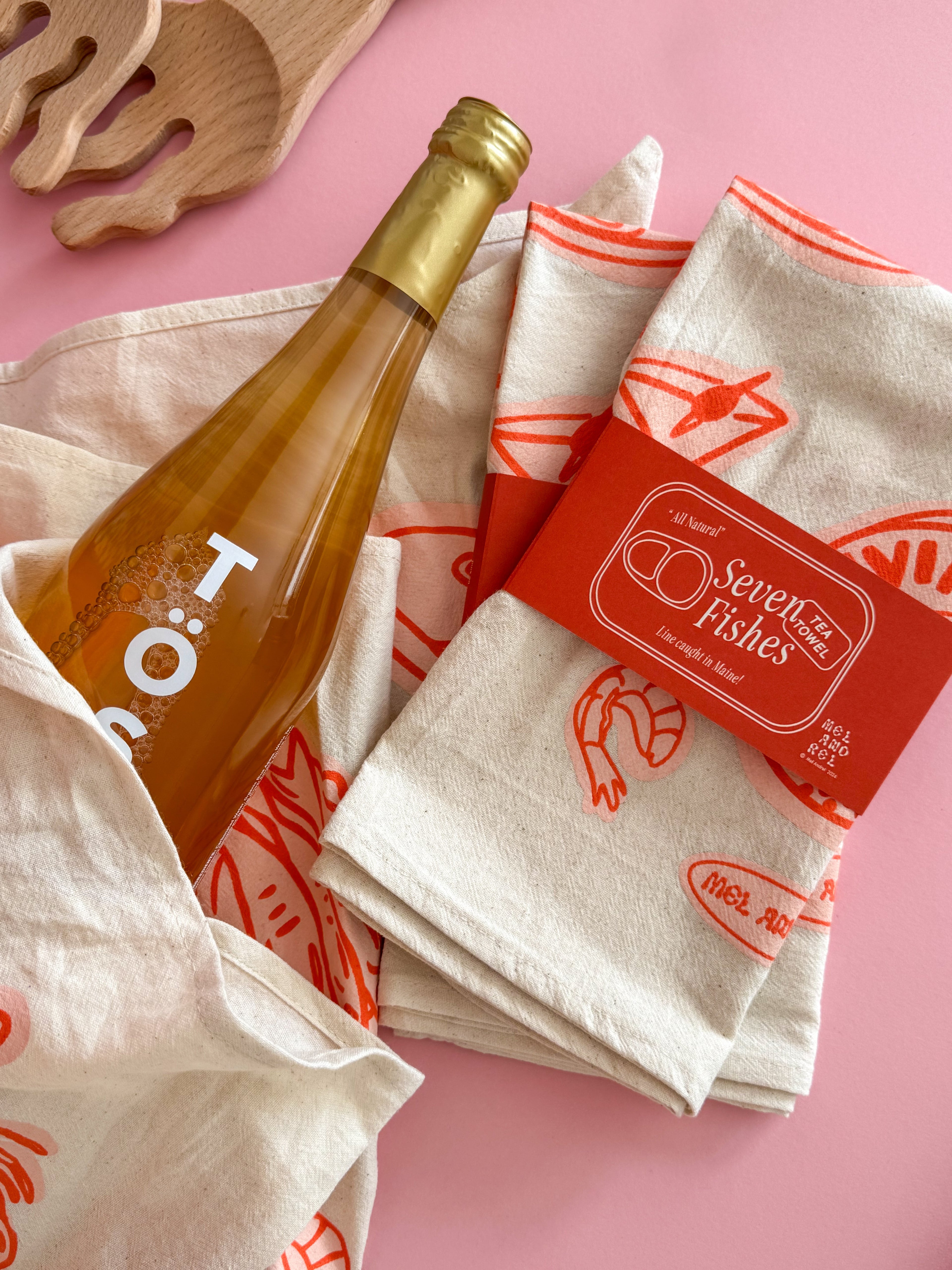 Seven Fishes Tea Towel - Gumdrop