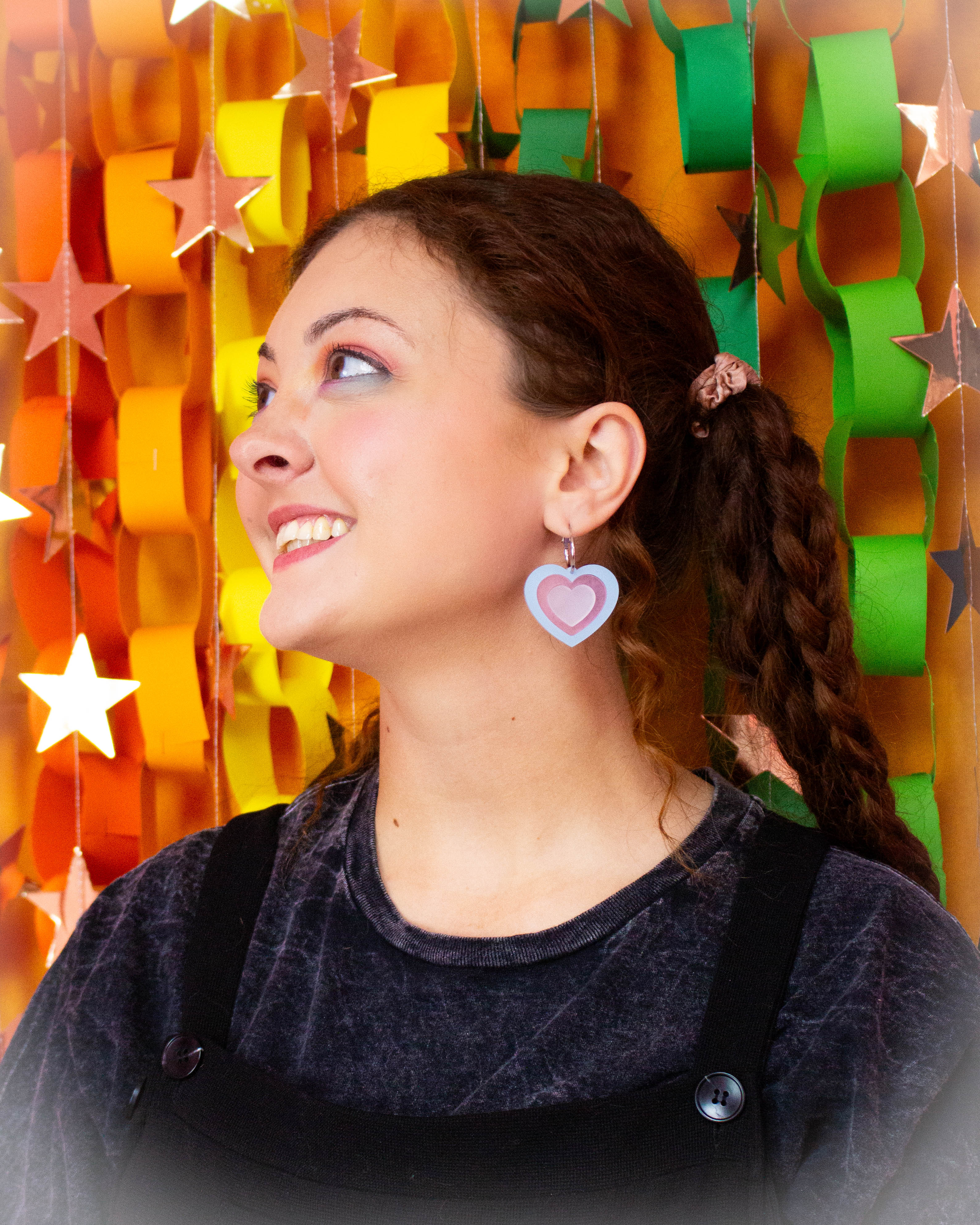 Retro Layered Colorful Heart Earrings