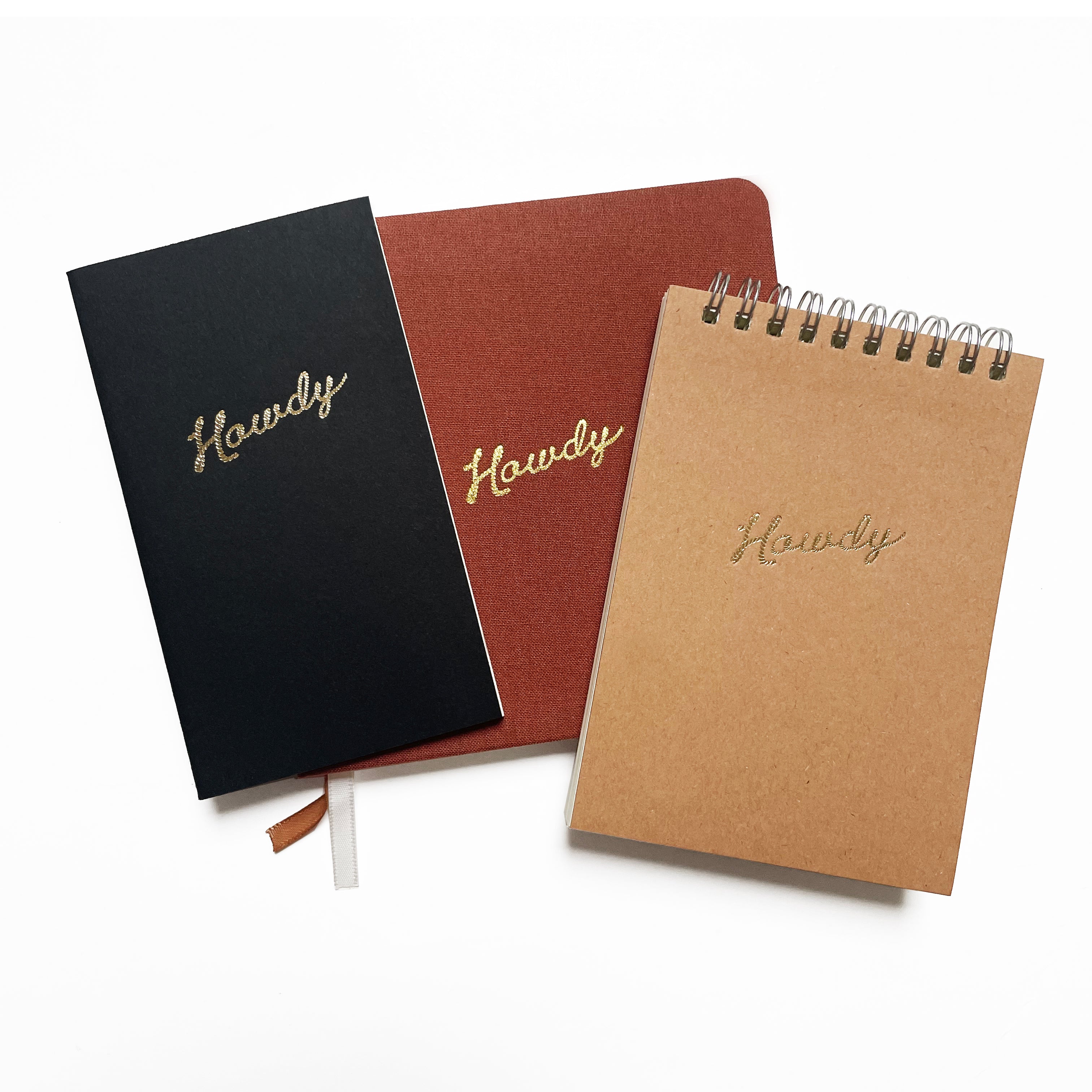 Howdy Foil Embossed Square Linen Notebook