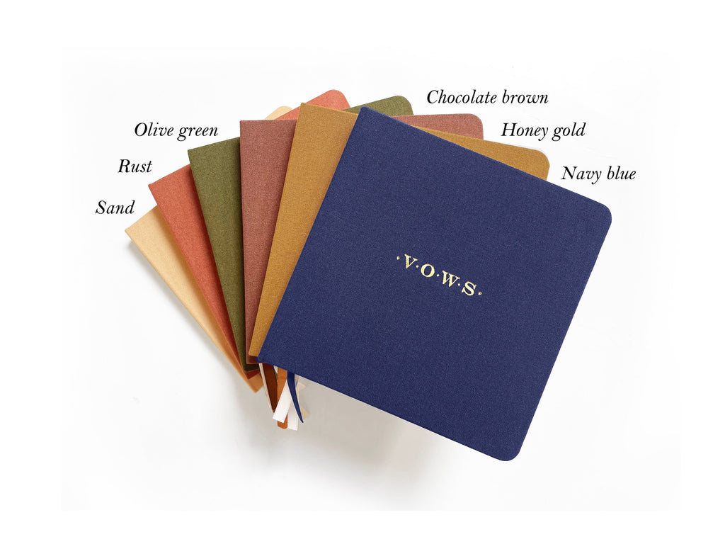 Wedding Vows Foil Embossed Square Linen Notebook | Earth Tones