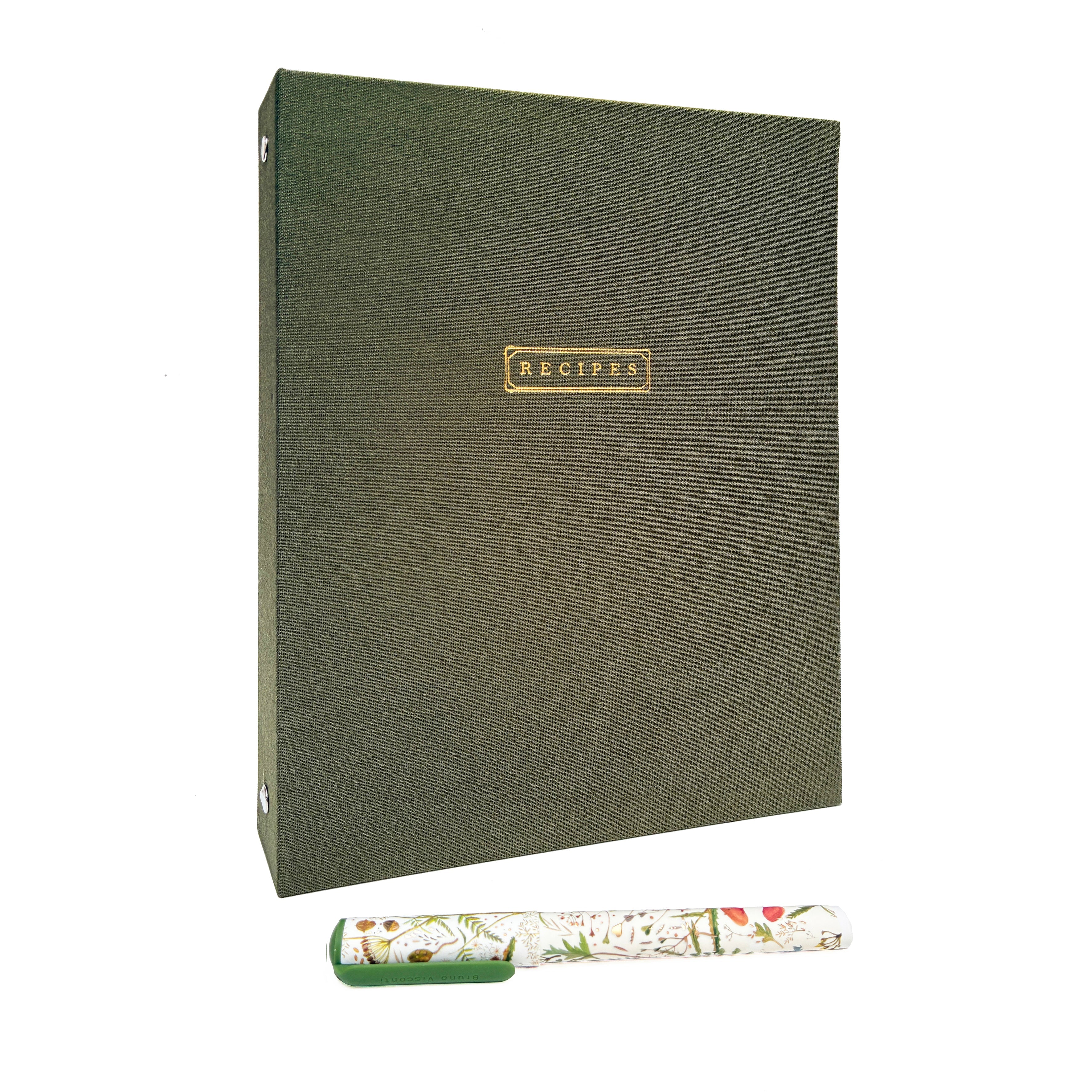 Olive Green Linen Recipes Binder
