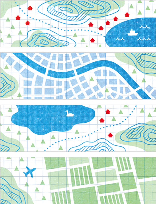 KITTA WASHI Pre-cut Decorative Tape - Basic / Map