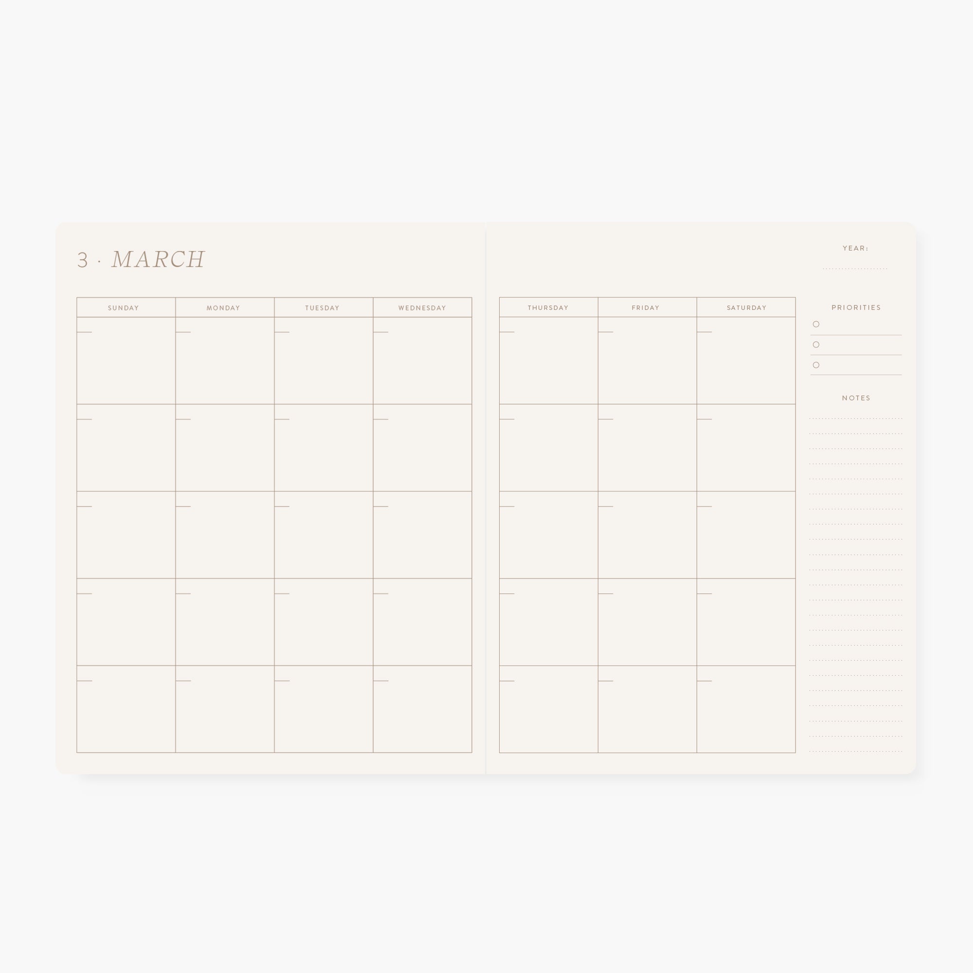 CAMELLIA | Undated Monthly Planner