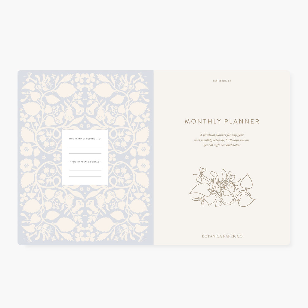 BLUE FLORAL | Undated Monthly Planner