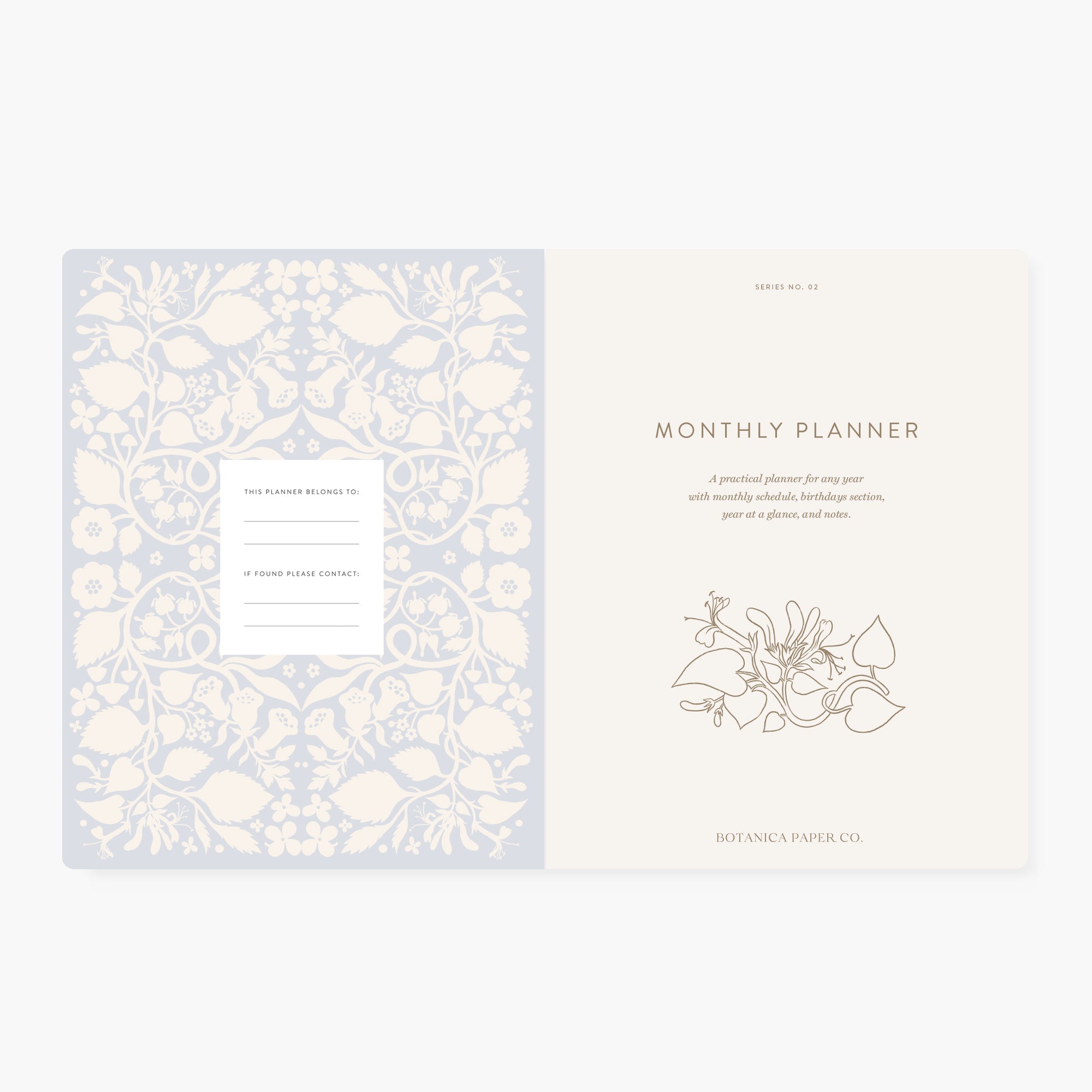 BLUE FLORAL | Undated Monthly Planner