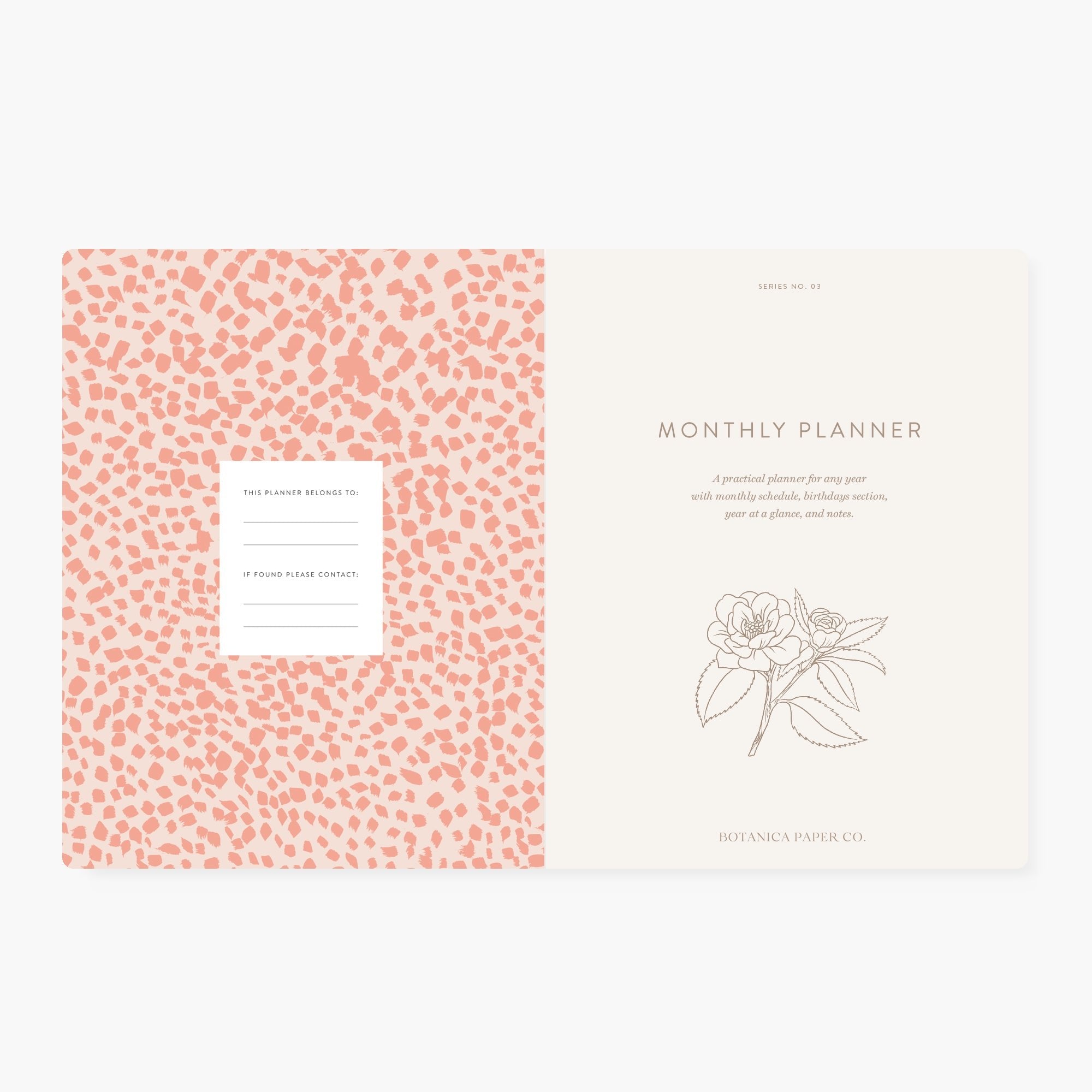 CAMELLIA | Undated Monthly Planner