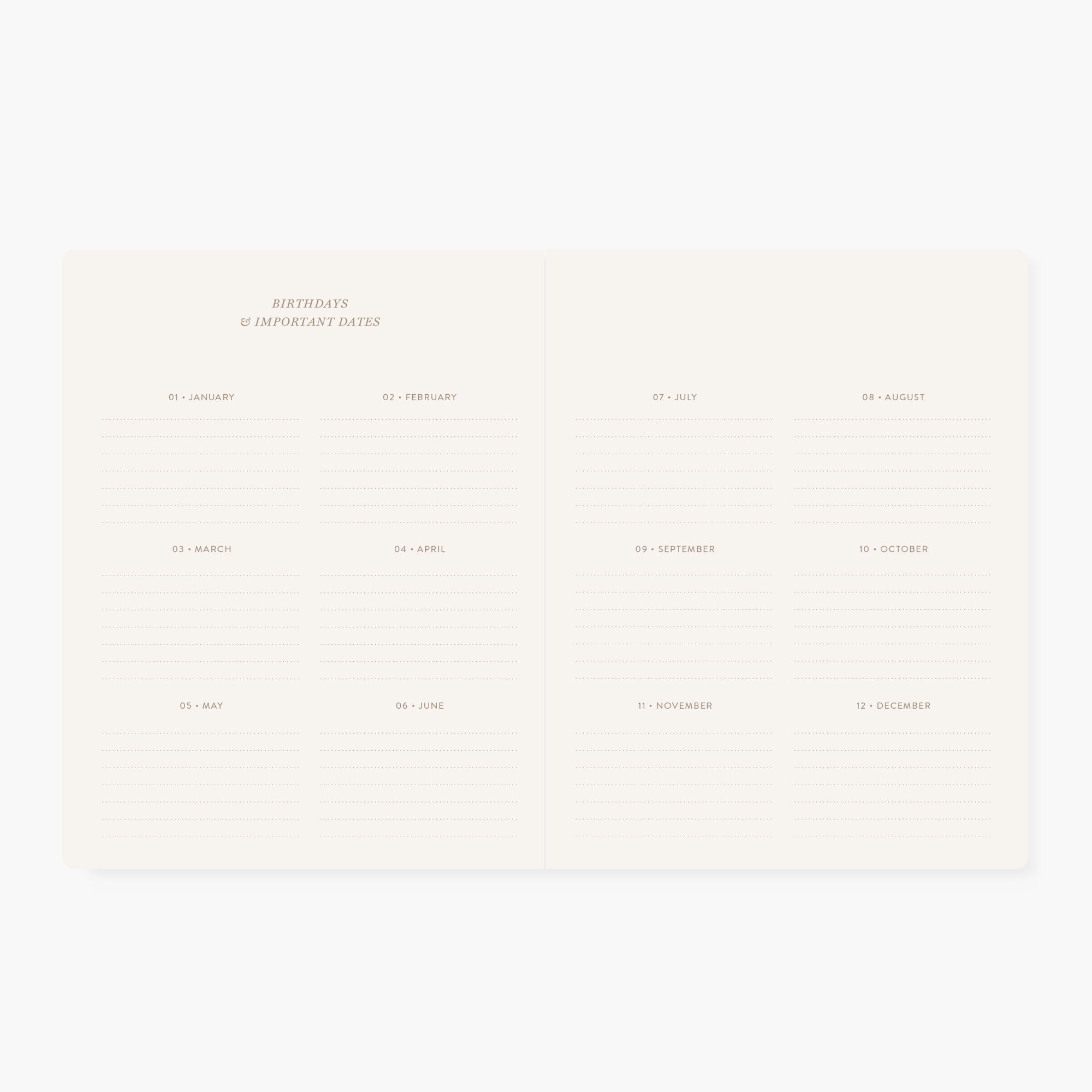CAMELLIA | Undated Monthly Planner