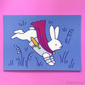 Medieval Bunny Art Print - Rabbit Quest With Dagger (5x7)