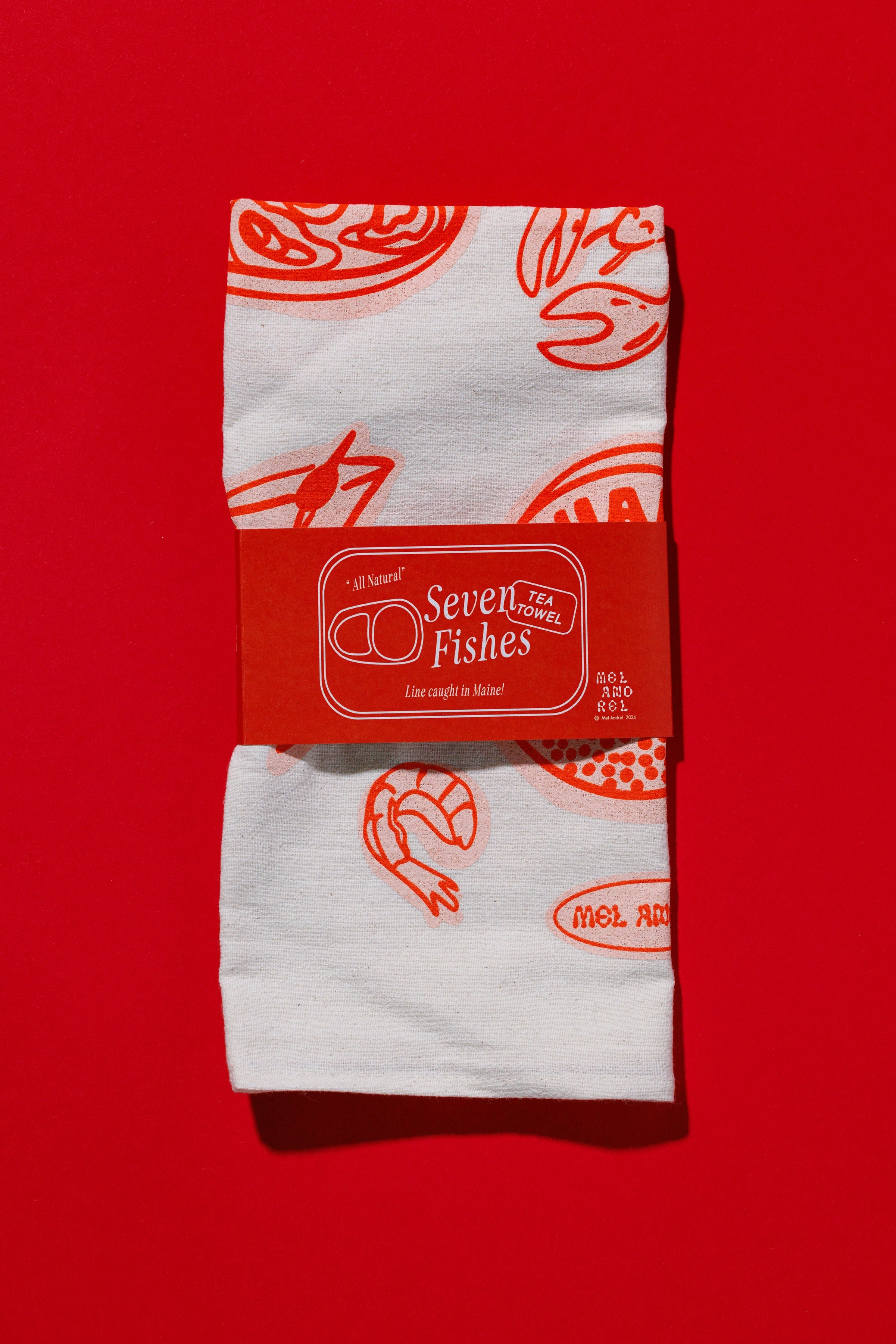 Seven Fishes Tea Towel - Gumdrop