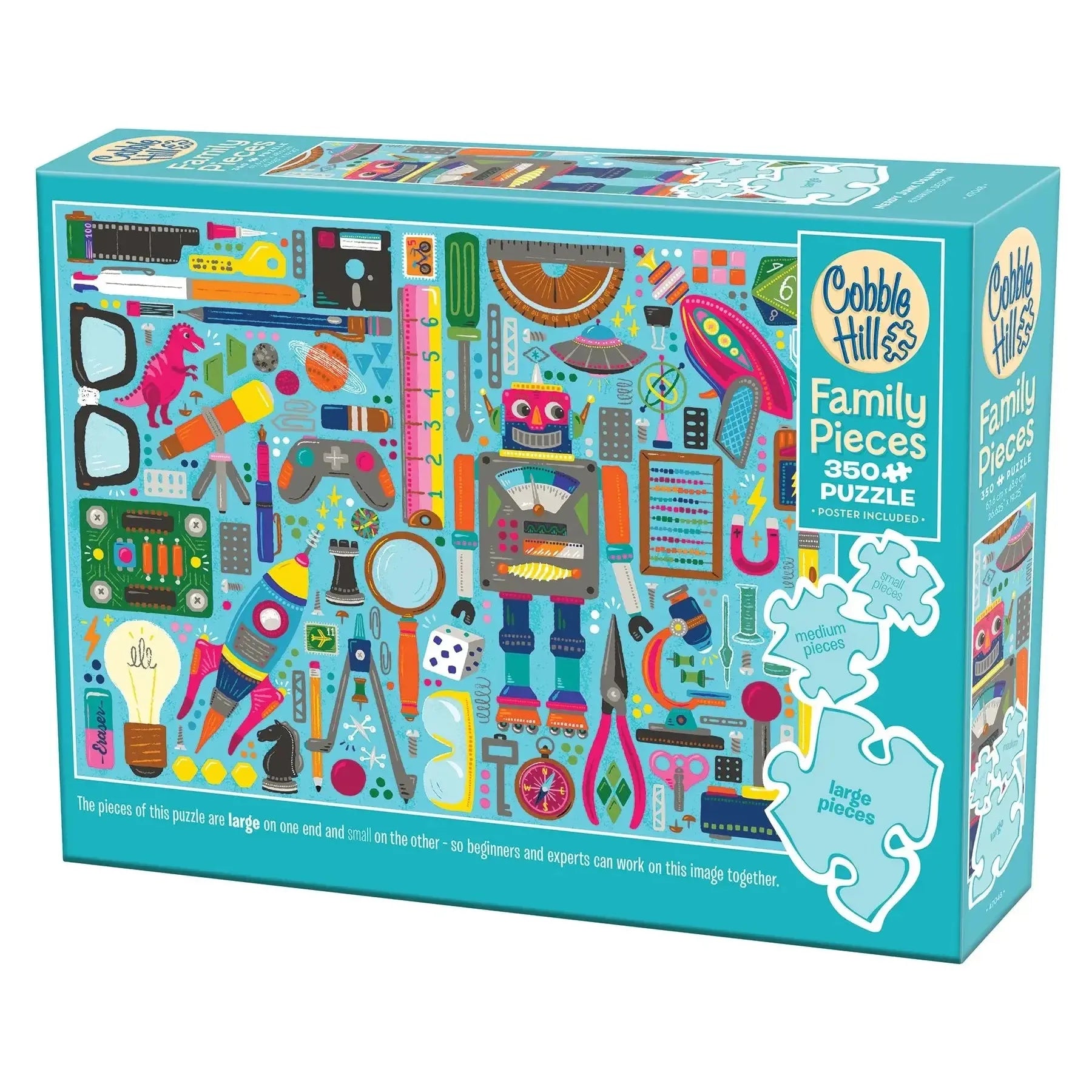 Nerdy Junk Drawer 350 Piece Family Jigsaw Puzzle Cobble Hill