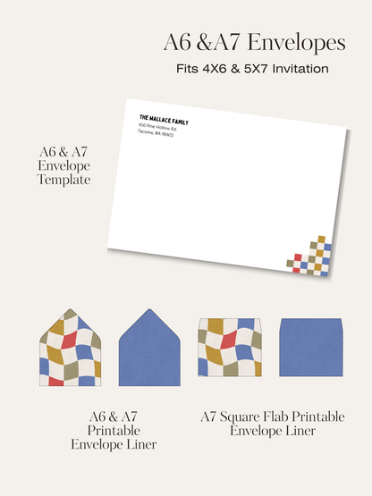Checkered Invitation Suite | Personalized Digital Download