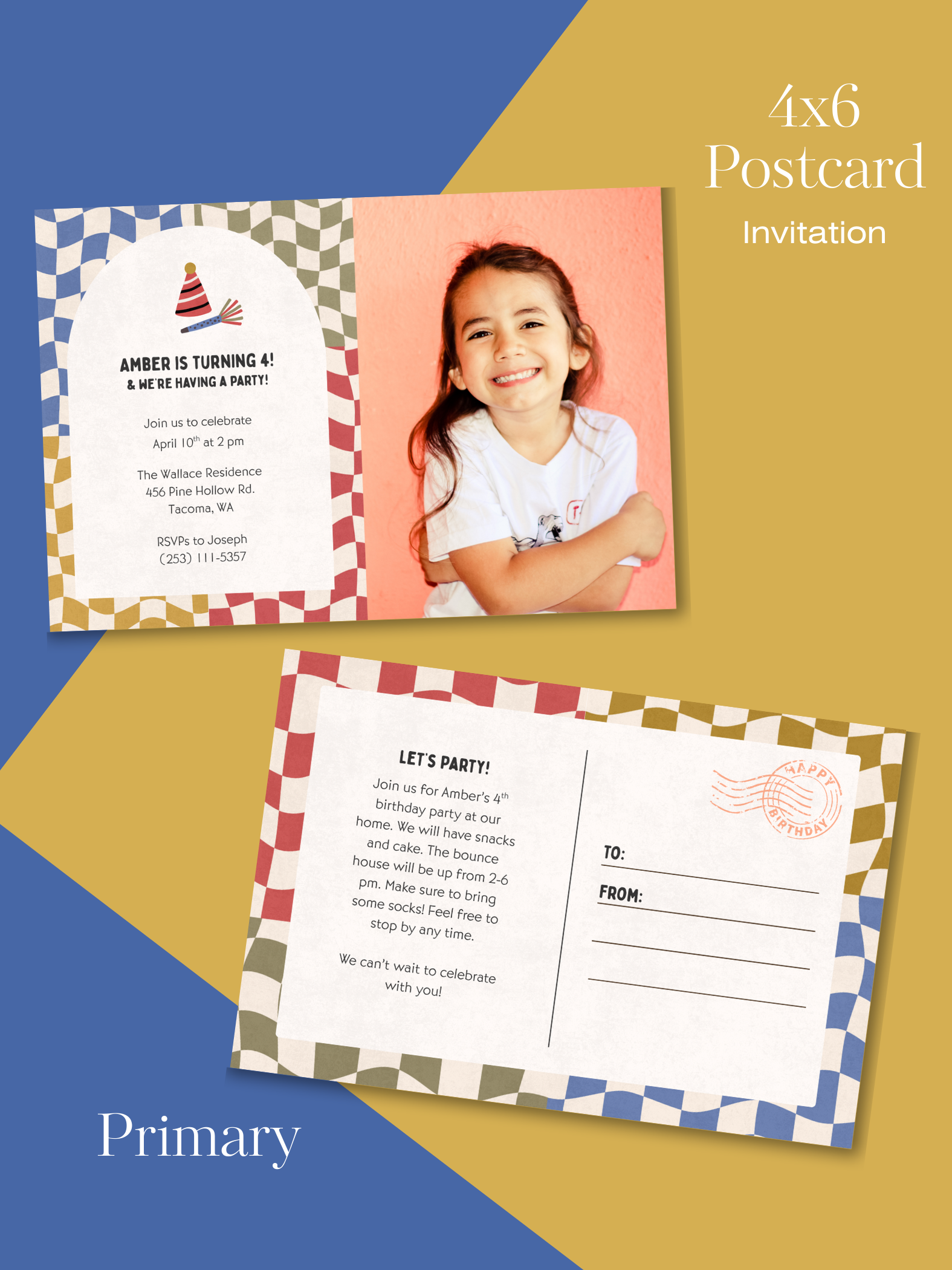 Checkered Invitation Suite | Personalized Digital Download