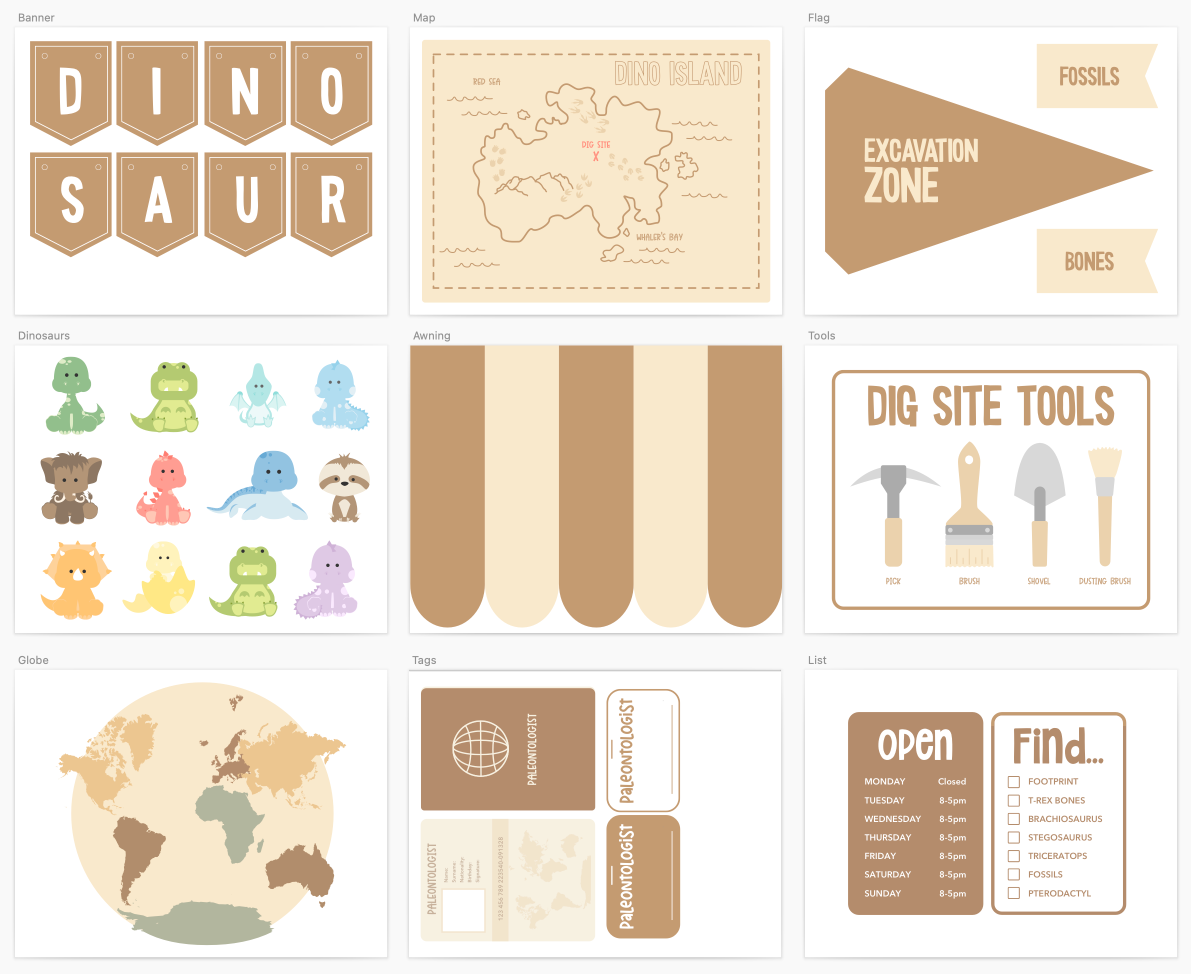 Dinosaur Dig Paleontologist Printable Dramatic Play Kit