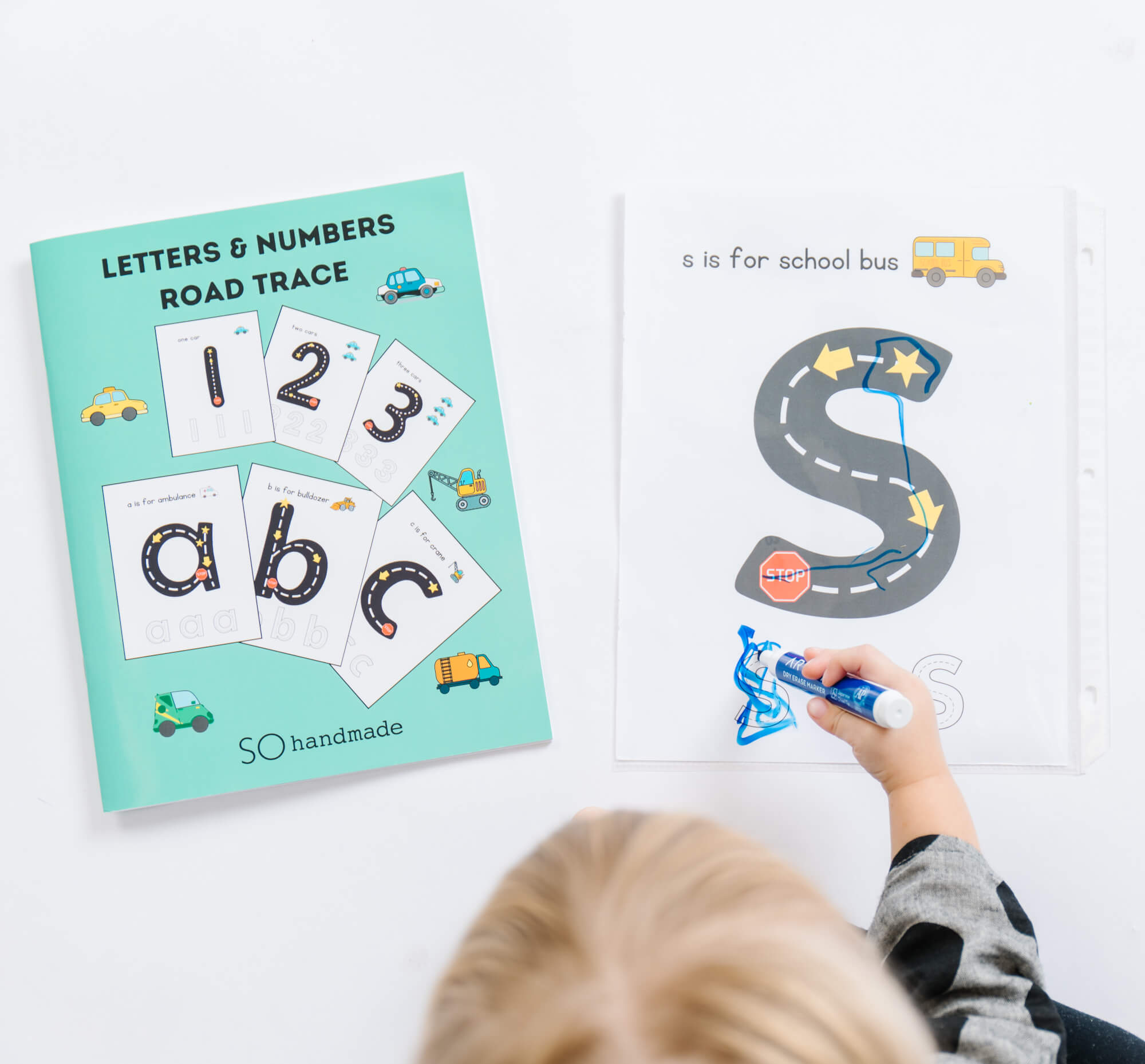 Road Trace Activity Book: Alphabet & Numbers Learning
