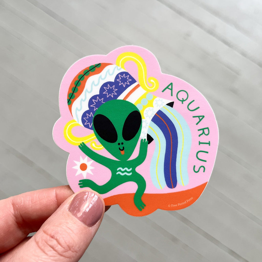 Aquarius Zodiac Vinyl Decal Sticker | Creative Quirky Alien