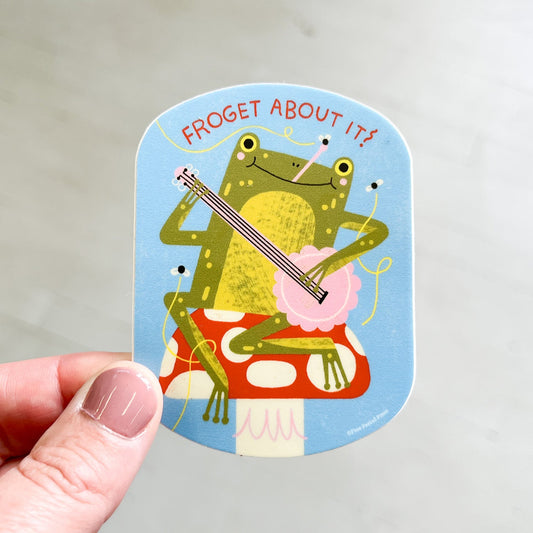 Froget About It Banjo Frog Vinyl Decal Sticker