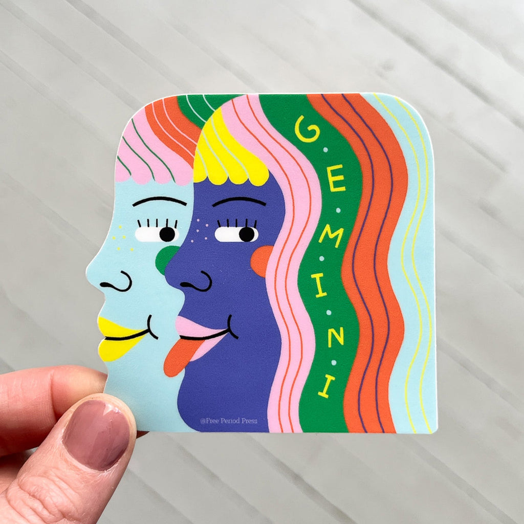Gemini Zodiac Vinyl Decal Sticker | Playful & Colorful Twins