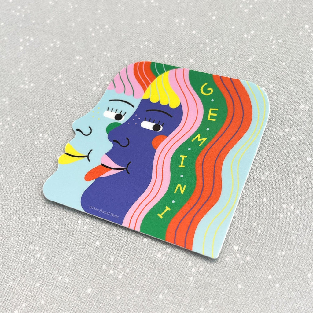 Gemini Zodiac Vinyl Decal Sticker | Playful & Colorful Twins