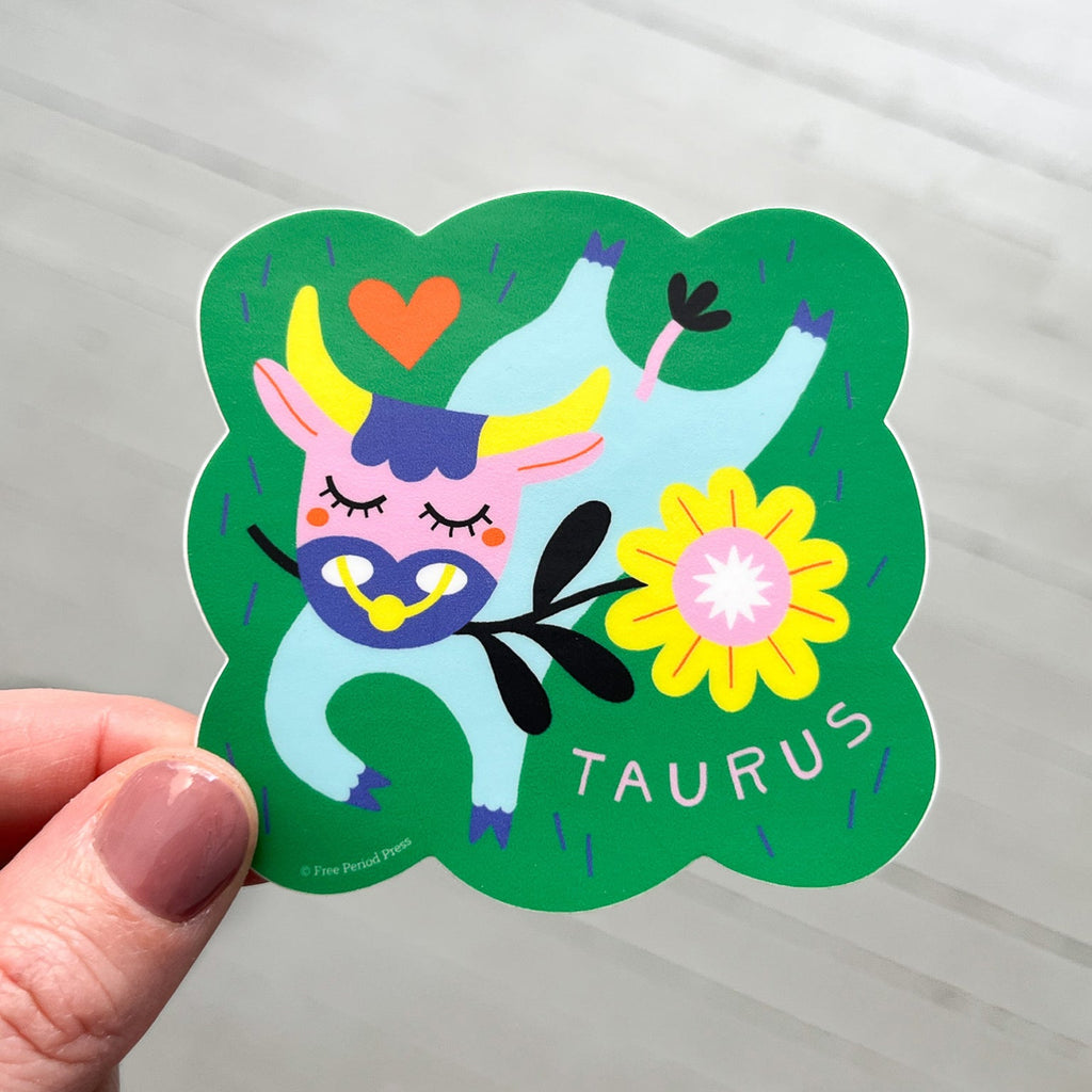 Taurus Zodiac Vinyl Decal Sticker | Cozy & Floral Bull