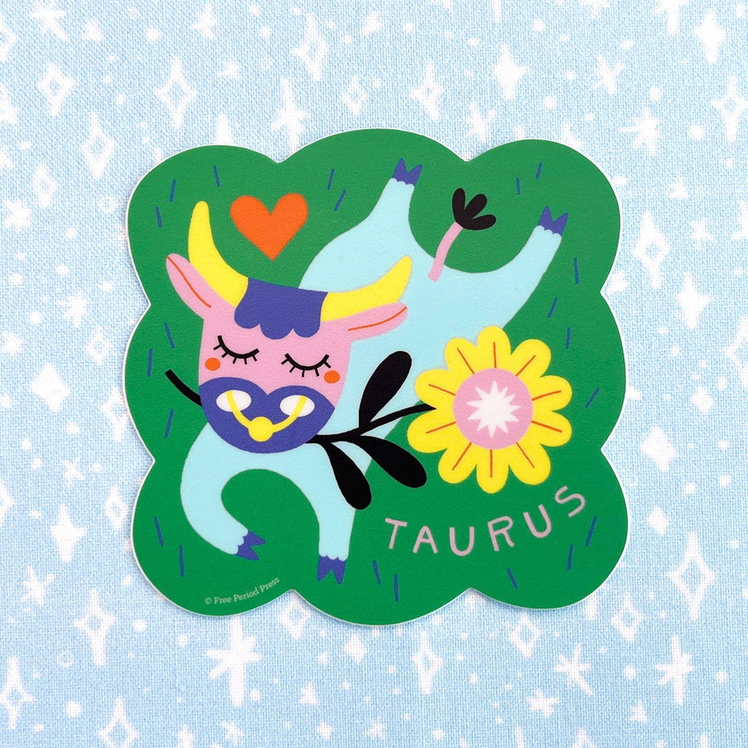 Taurus Zodiac Vinyl Decal Sticker | Cozy & Floral Bull