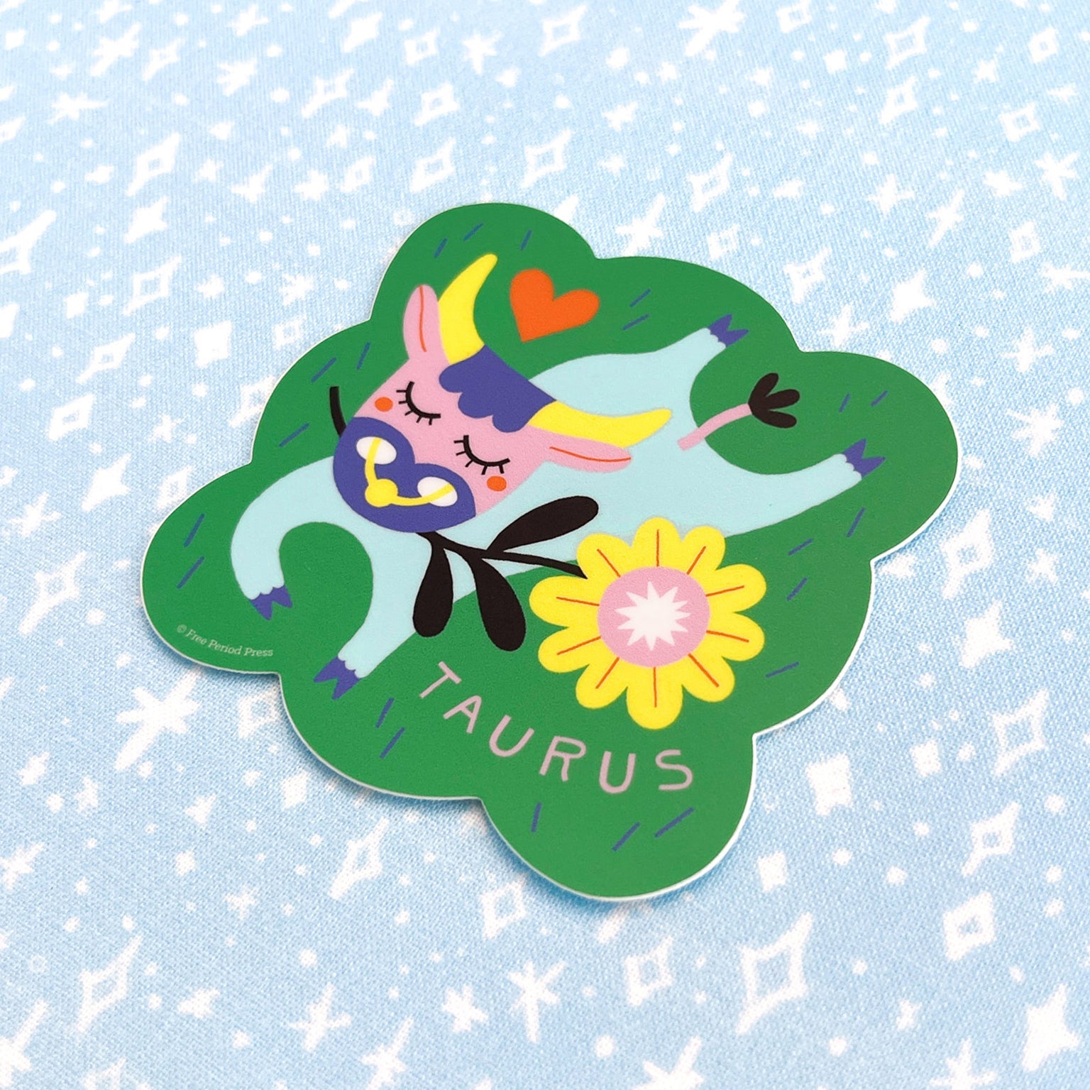 Taurus Zodiac Vinyl Decal Sticker | Cozy & Floral Bull