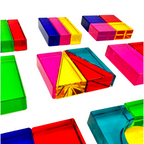28 Pcs Rainbow Translucent Acrylic Sensory Building Blocks with Storage Tray