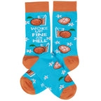 Woke Up Fine As Hell Socks in Blue | Orange Juice Illustration | Gift for Her
