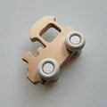 Wood and Silicone Toy Train Teether in Natural Wood and White