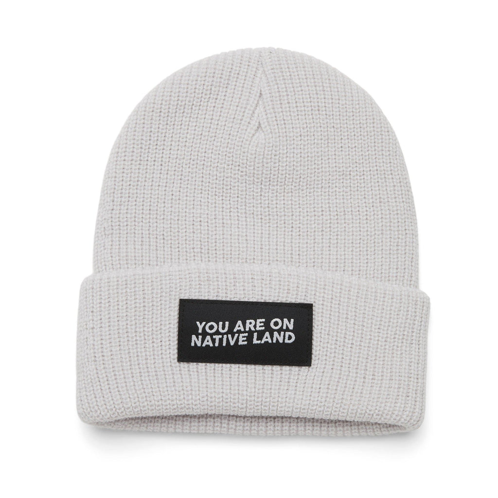 'YOU ARE ON NATIVE LAND' RIBBED BEANIE