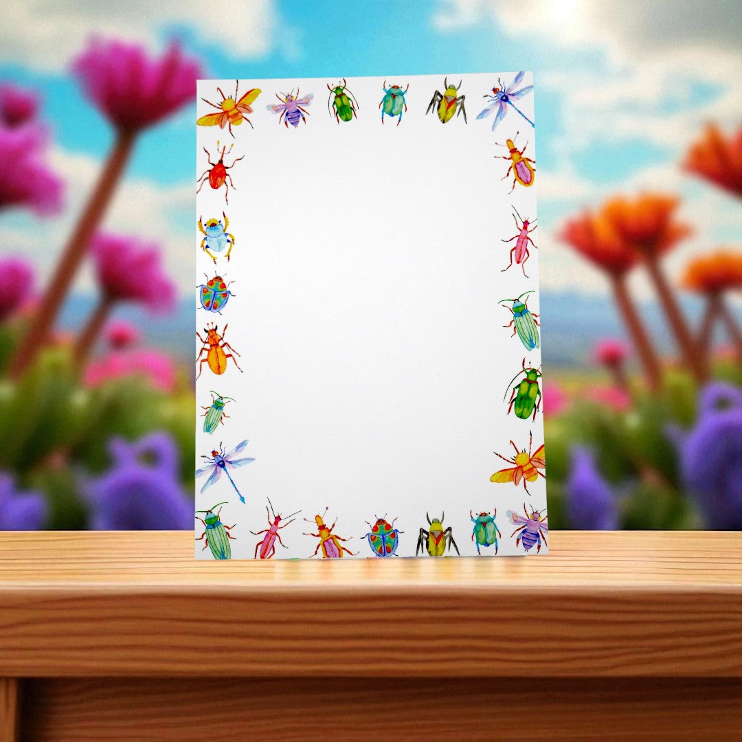 Artsy, Colorful Bugs & Insects 5x7" Notepad