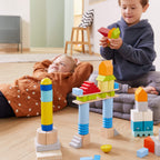 Colored Wooden Building Blocks - 85 Piece Set