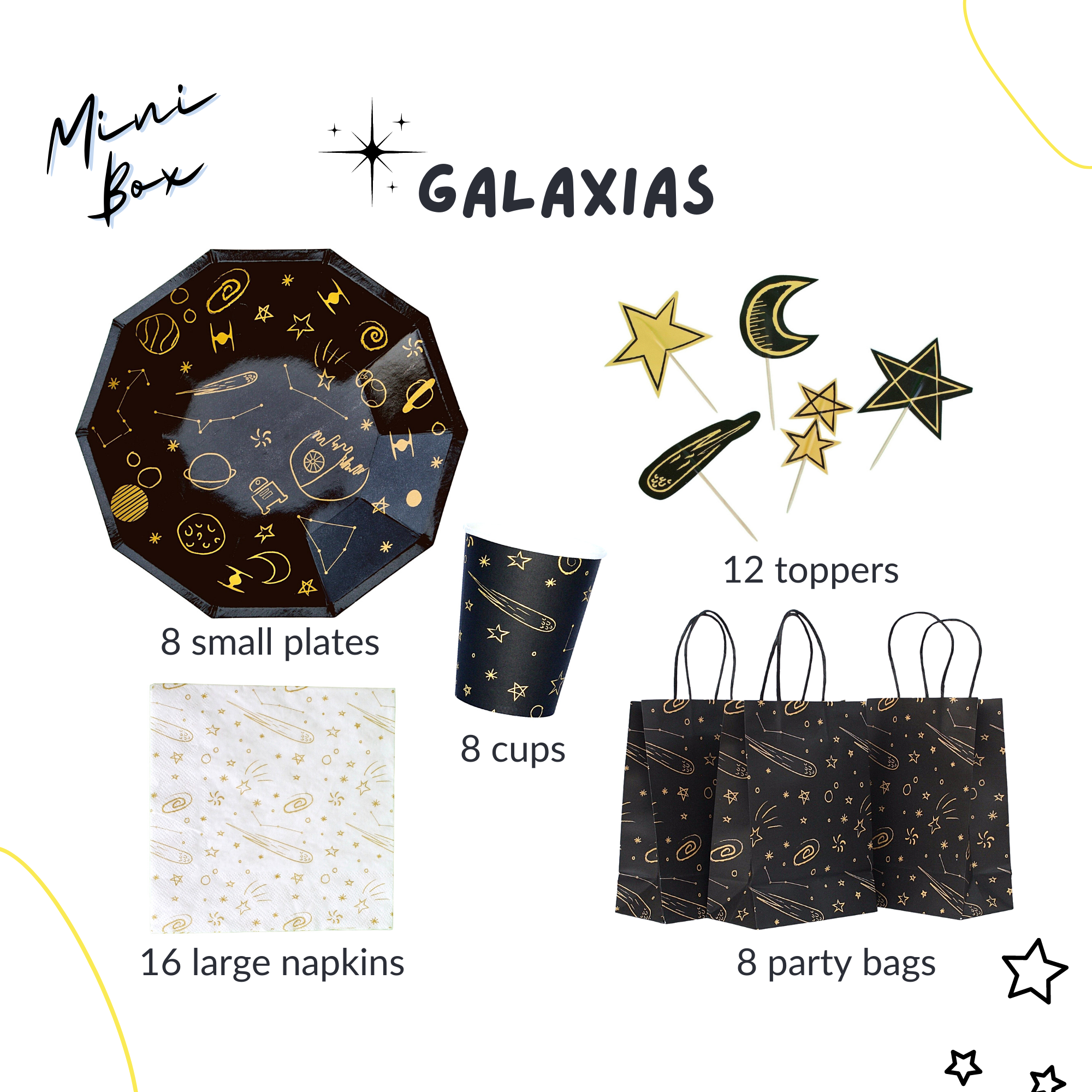 Galaxias Party Supplies in a Box
