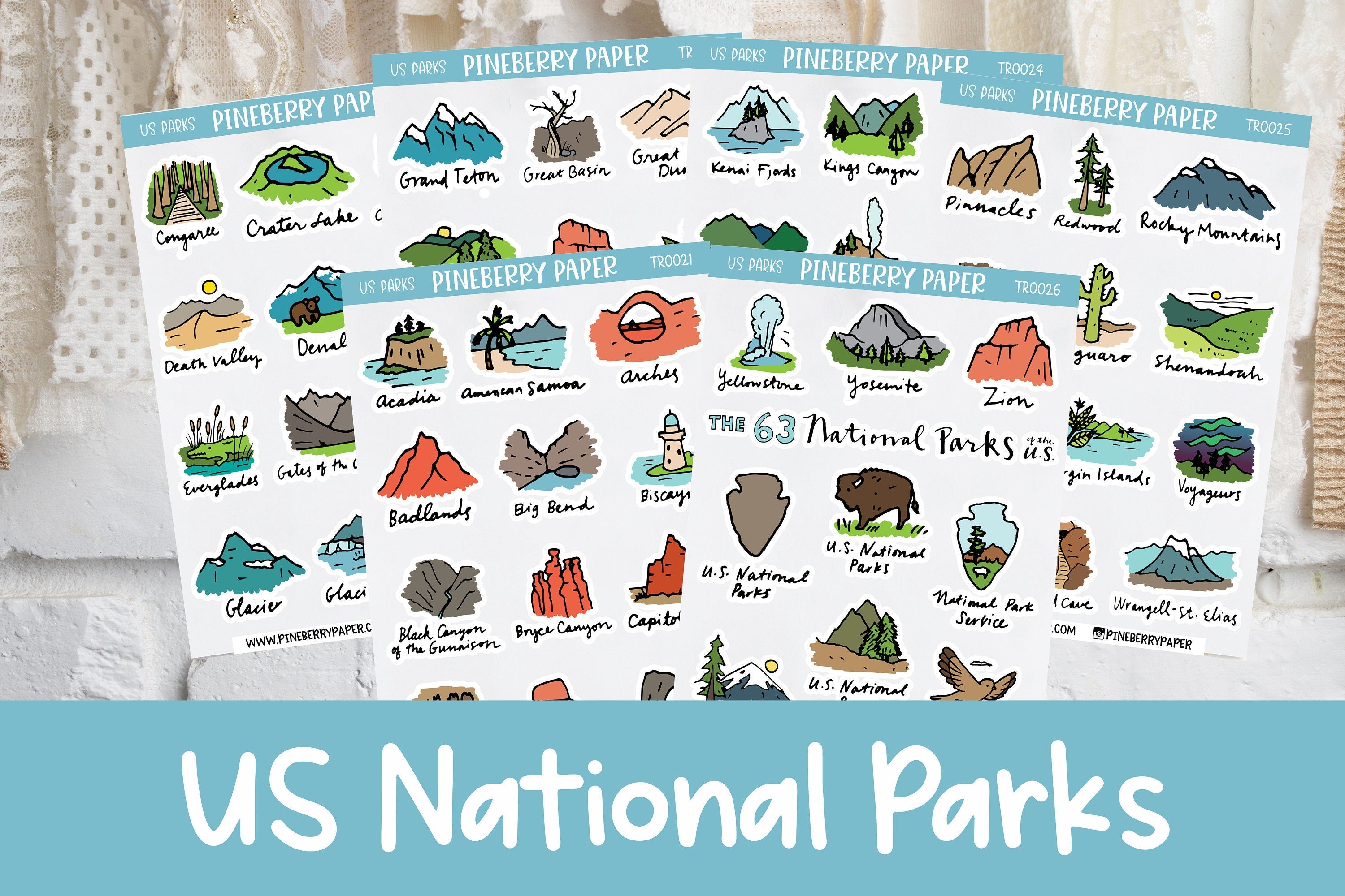 63 US National Parks | Waterproof Matte Sheet Set