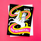 Magical Mother's Day Card Cat Riding Unicorn "Mom, You're Magical"
