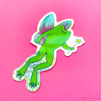 Fairy Frog Glitter Whimsical Vinyl Sticker