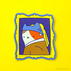 Vermeer Cat Girl with Pearl Earring Vinyl Sticker