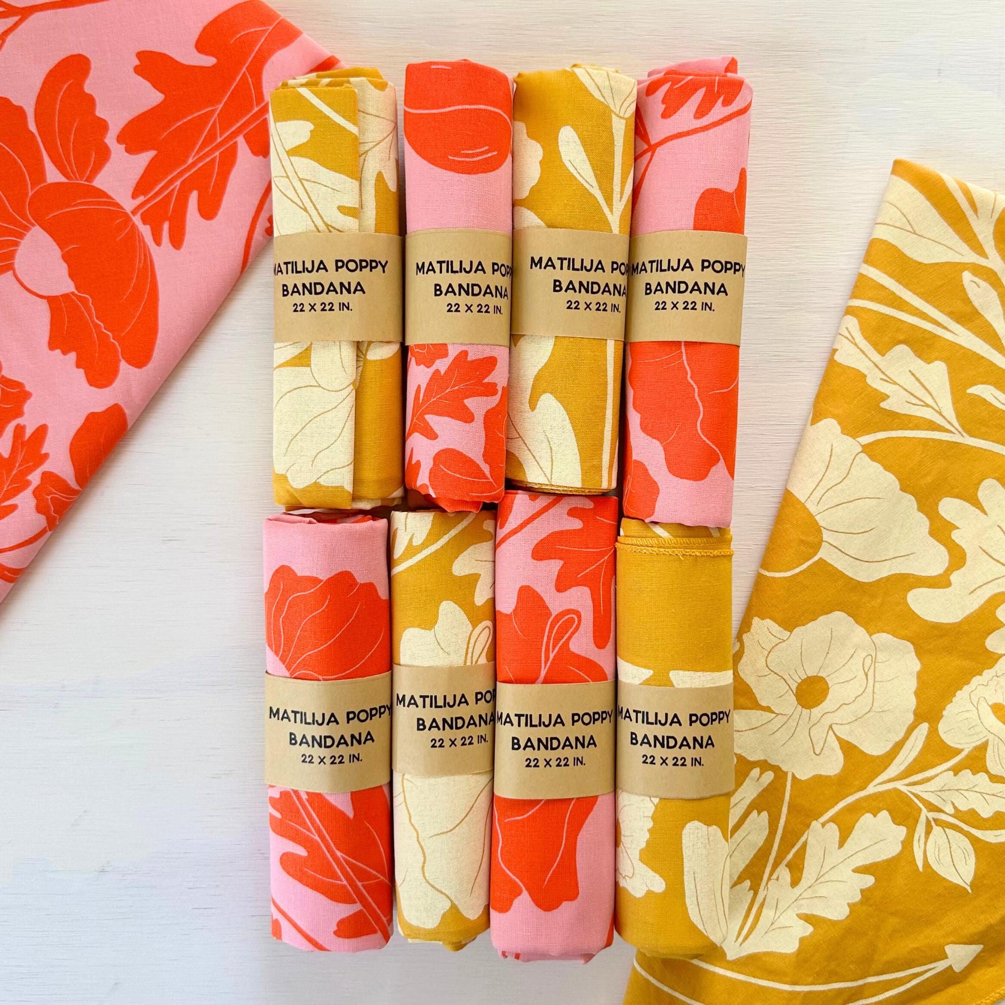 Pink and Orange Matilija Poppy Floral Bandana