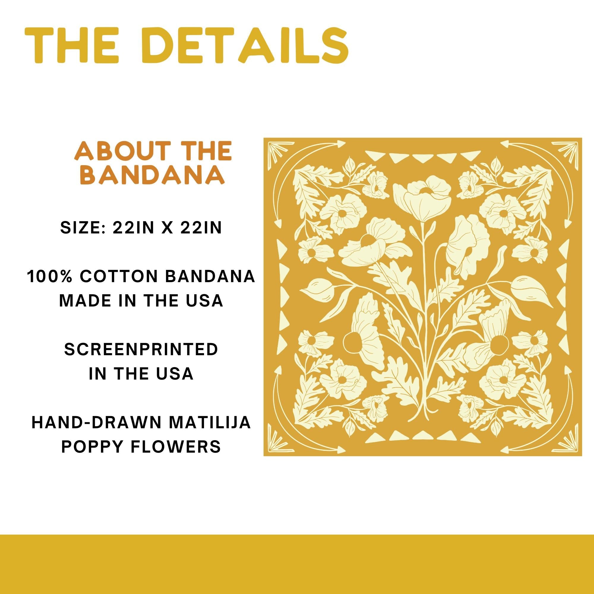 Mustard Yellow Matilija Poppy Bandana