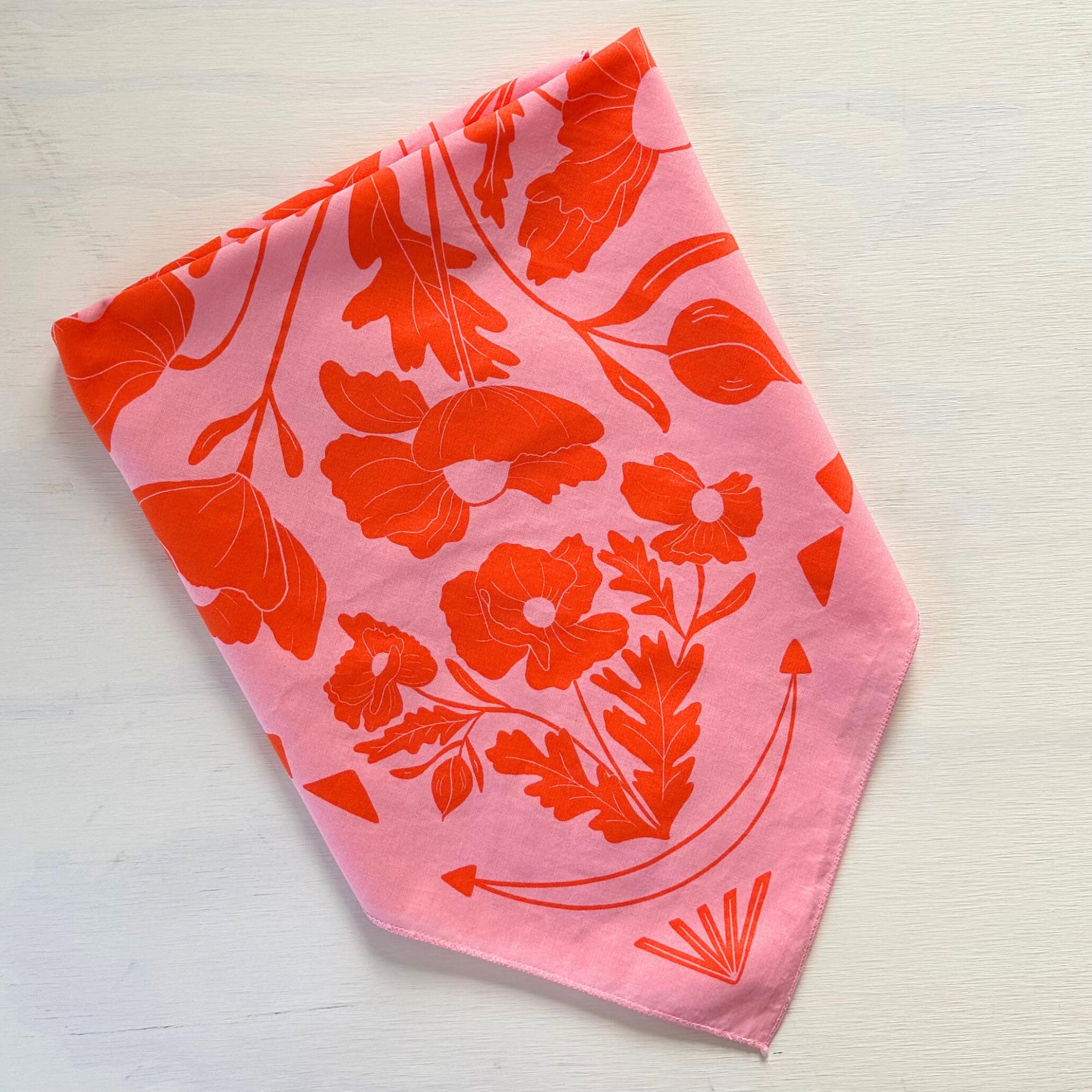Pink and Orange Matilija Poppy Floral Bandana