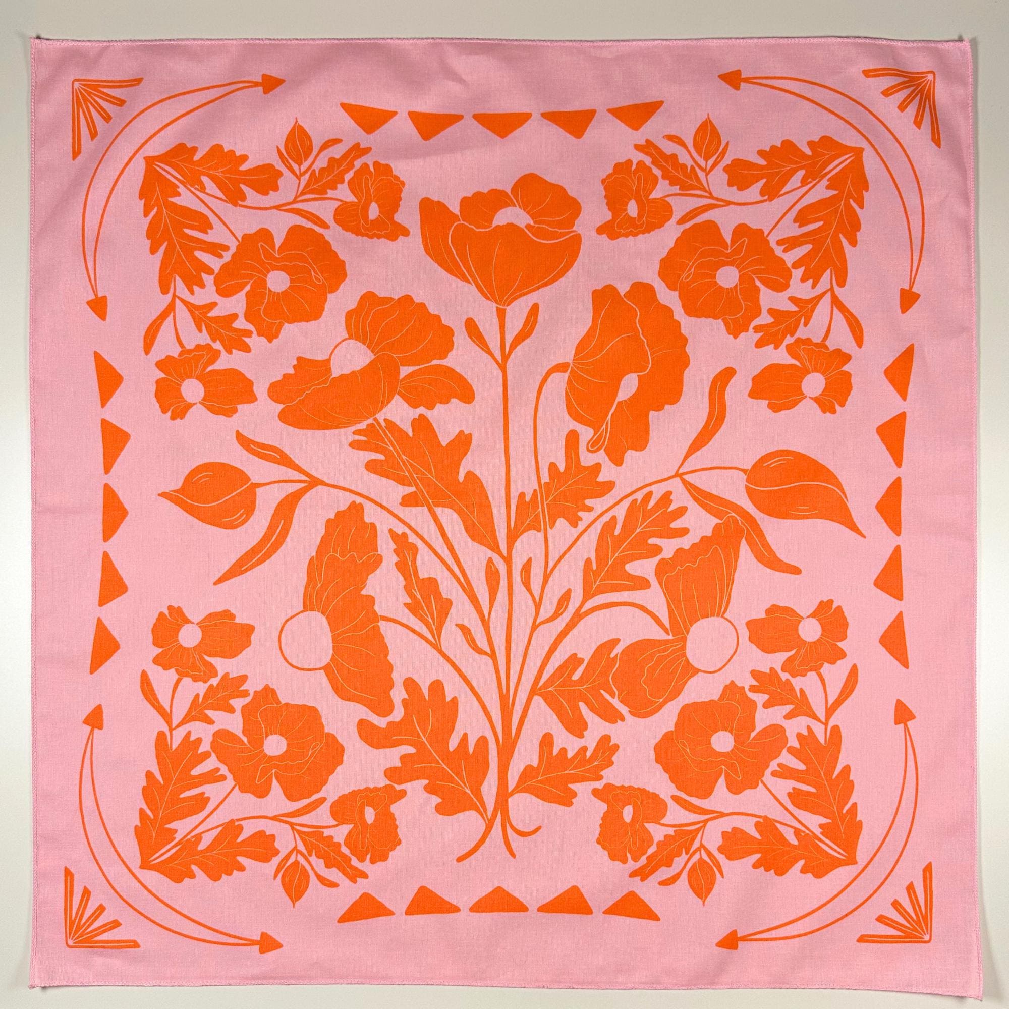 Pink and Orange Matilija Poppy Floral Bandana