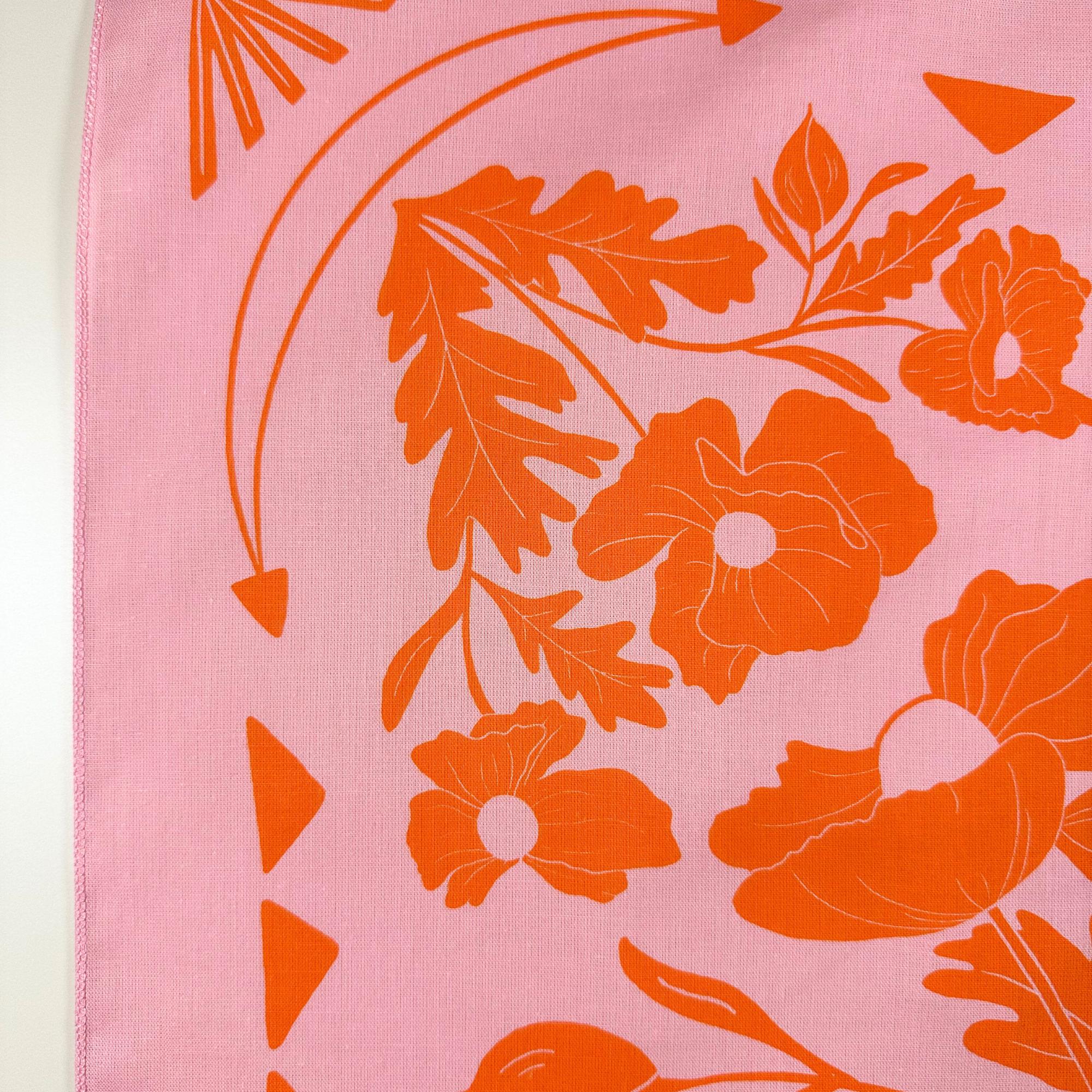 Pink and Orange Matilija Poppy Floral Bandana