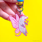 Fairy Opossum Glitter Acrylic Keychain