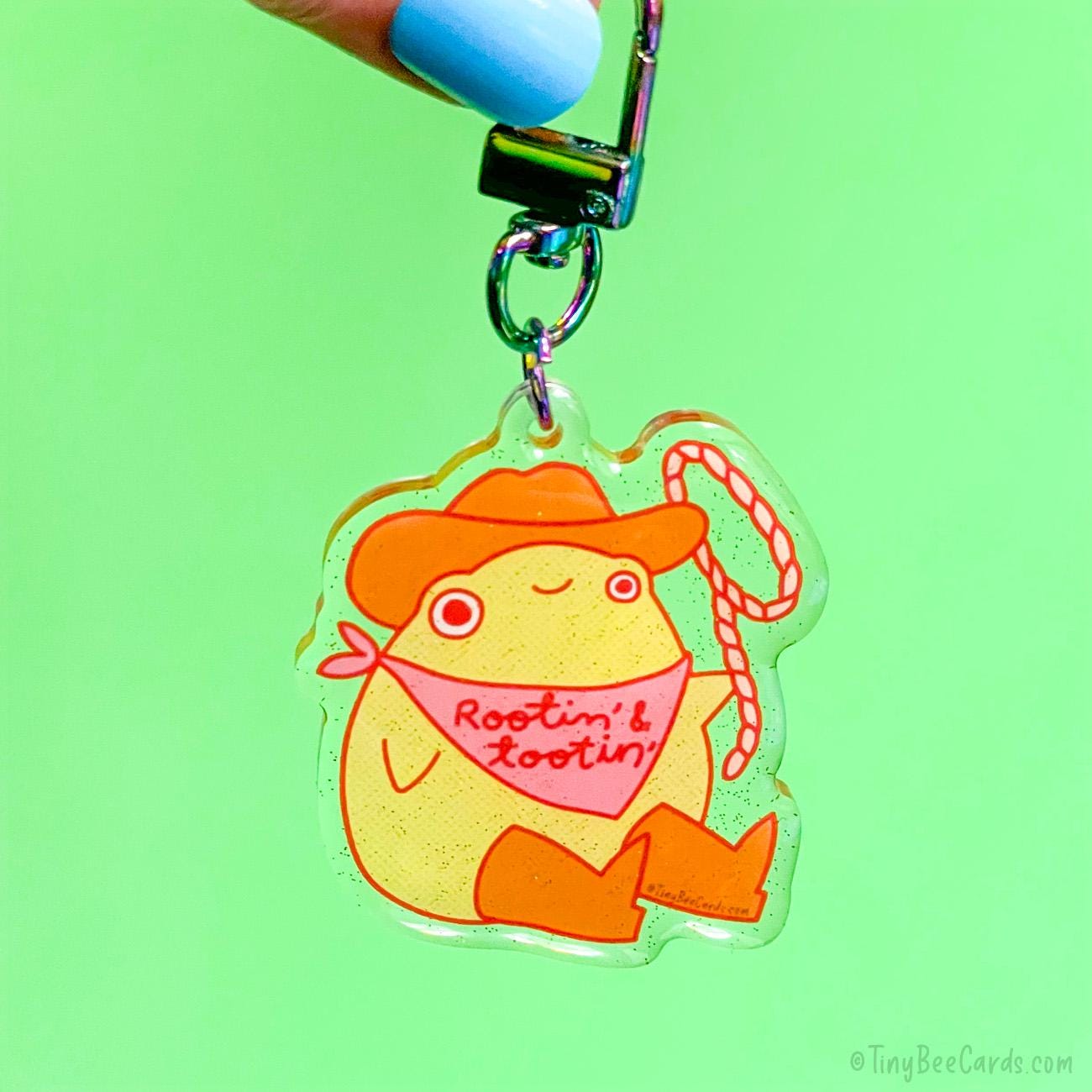 Cowboy Frog Glitter Acrylic Keychain  - Rootin' and Tootin' Bag Charm