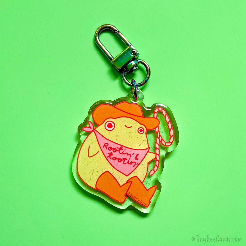 Cowboy Frog Glitter Acrylic Keychain  - Rootin' and Tootin' Bag Charm
