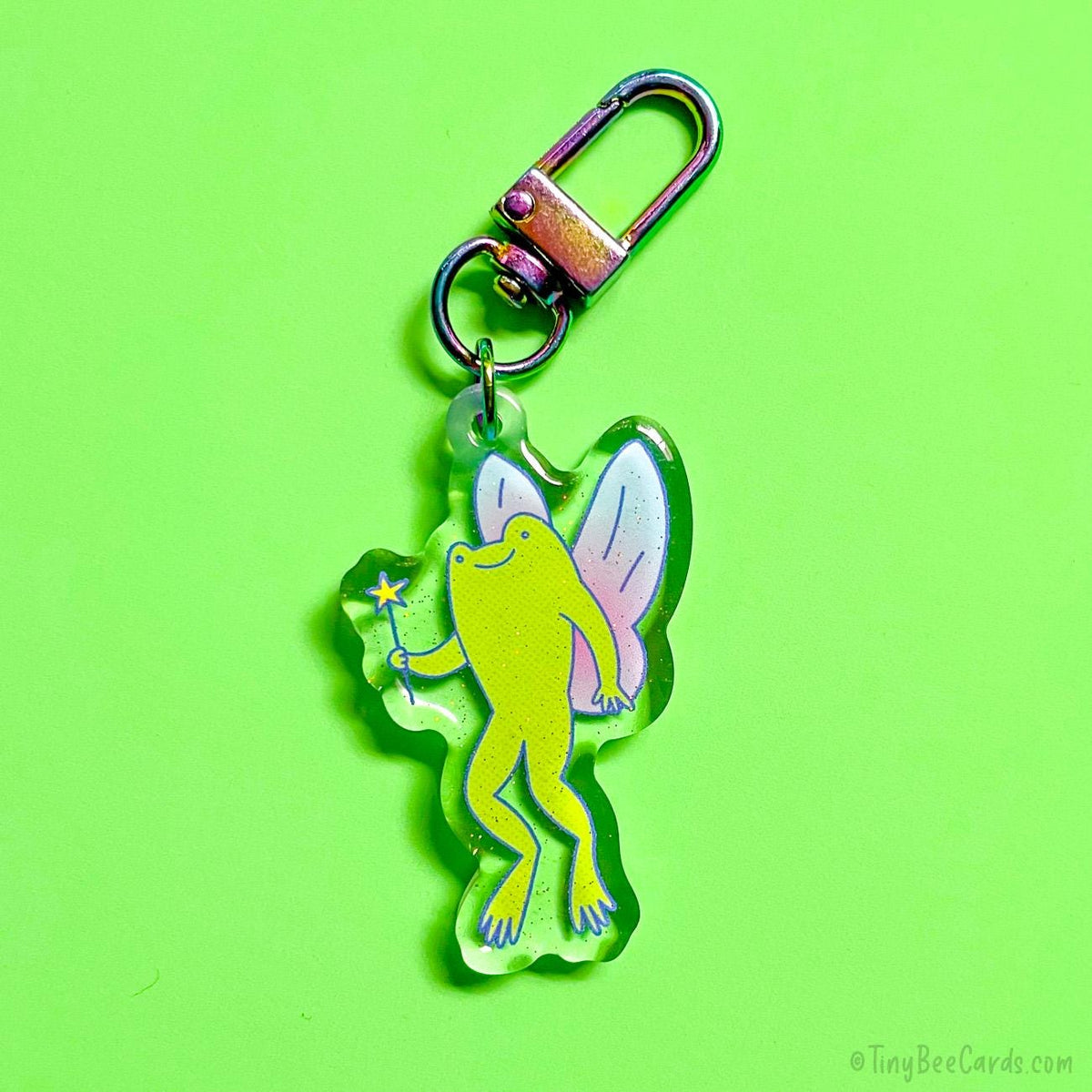 Fairy Frog Glitter Whimsical Acrylic Keychain