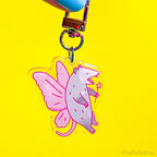 Fairy Opossum Glitter Acrylic Keychain