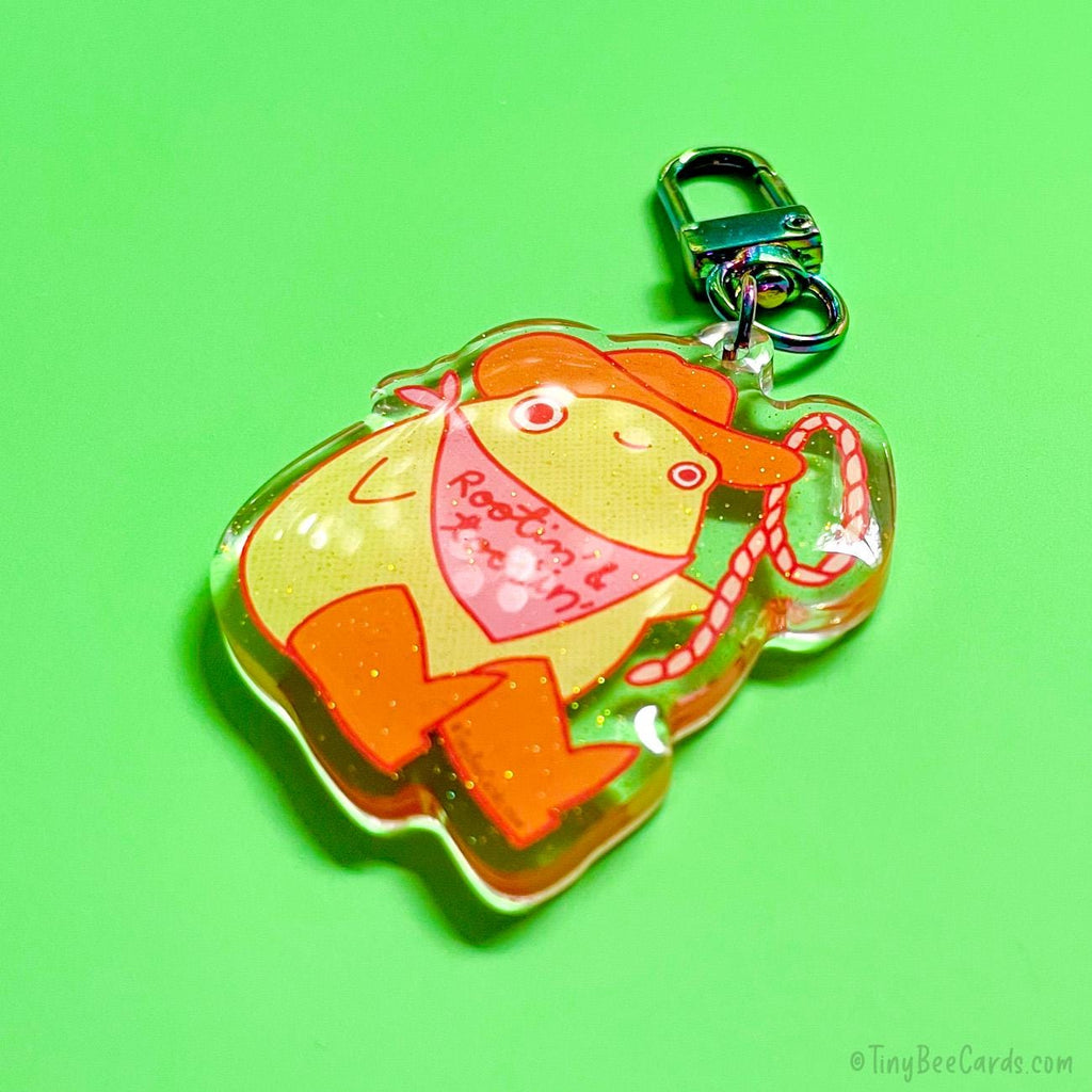 Cowboy Frog Glitter Acrylic Keychain  - Rootin' and Tootin' Bag Charm